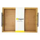REGENT BAMBOO RECTANGULAR TRAY WITH ST STEEL HANDLES, 395X285MM