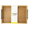 REGENT BAMBOO RECTANGULAR TRAY WITH ST STEEL HANDLES, 395X285MM
