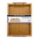 REGENT BAMBOO RECTANGULAR TRAY WITH ST STEEL HANDLES, 395X285MM