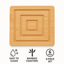 REGENT BAMBOO SQUARE COASTERS IN A HOLDER 6 PCE SET, 100X100MM