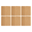 REGENT BAMBOO SQUARE COASTERS IN A HOLDER 6 PCE SET