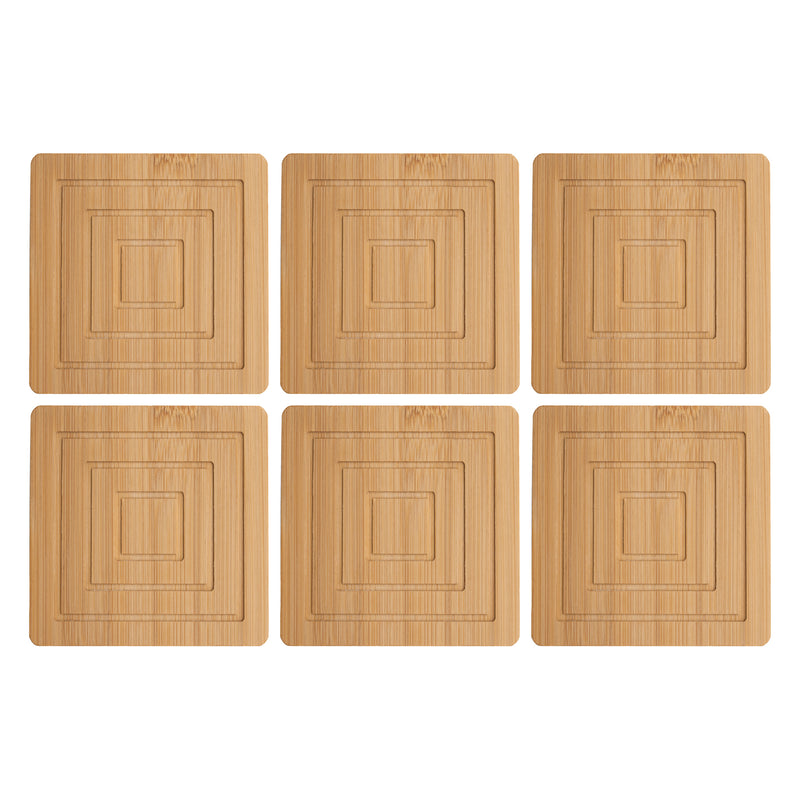 REGENT BAMBOO SQUARE COASTERS IN A HOLDER 6 PCE SET
