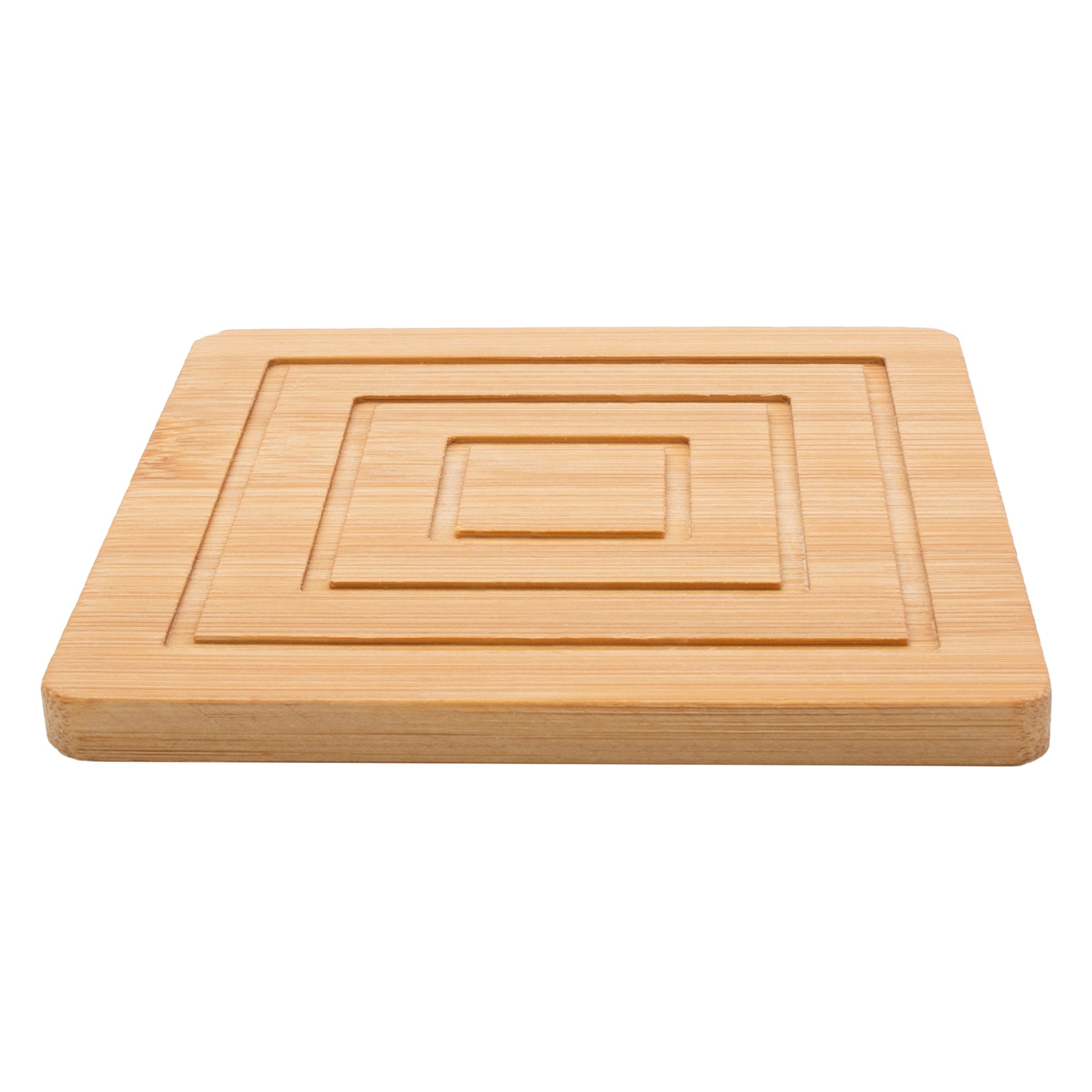 REGENT BAMBOO SQUARE COASTERS IN A HOLDER 7 PIECE SET, 100X100MM