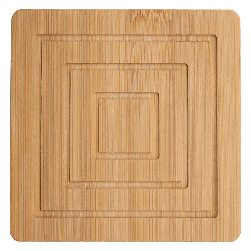 REGENT BAMBOO SQUARE COASTERS IN A HOLDER 6 PCE SET