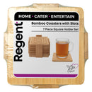 REGENT BAMBOO SQUARE COASTERS IN A HOLDER 7PK SET, 100X100MM