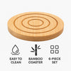 REGENT BAMBOO ROUND COASTERS IN A HOLDER 6 PCE SET, 100MM DIA