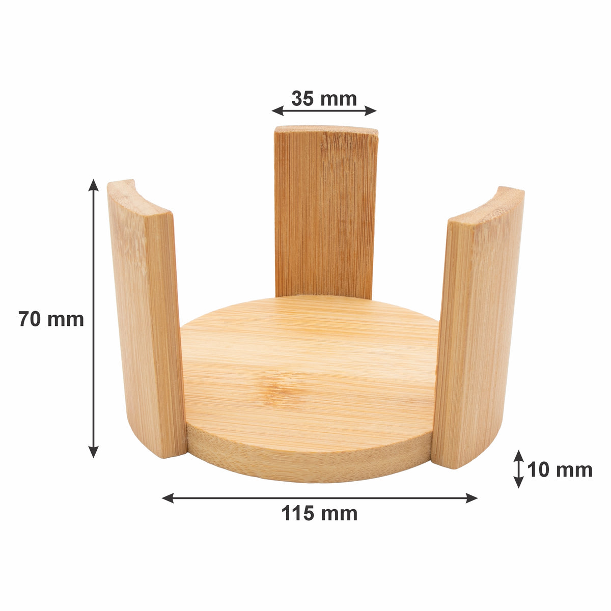 REGENT BAMBOO ROUND COASTERS 100MM DIA. IN A HOLDER 7 PIECE SET