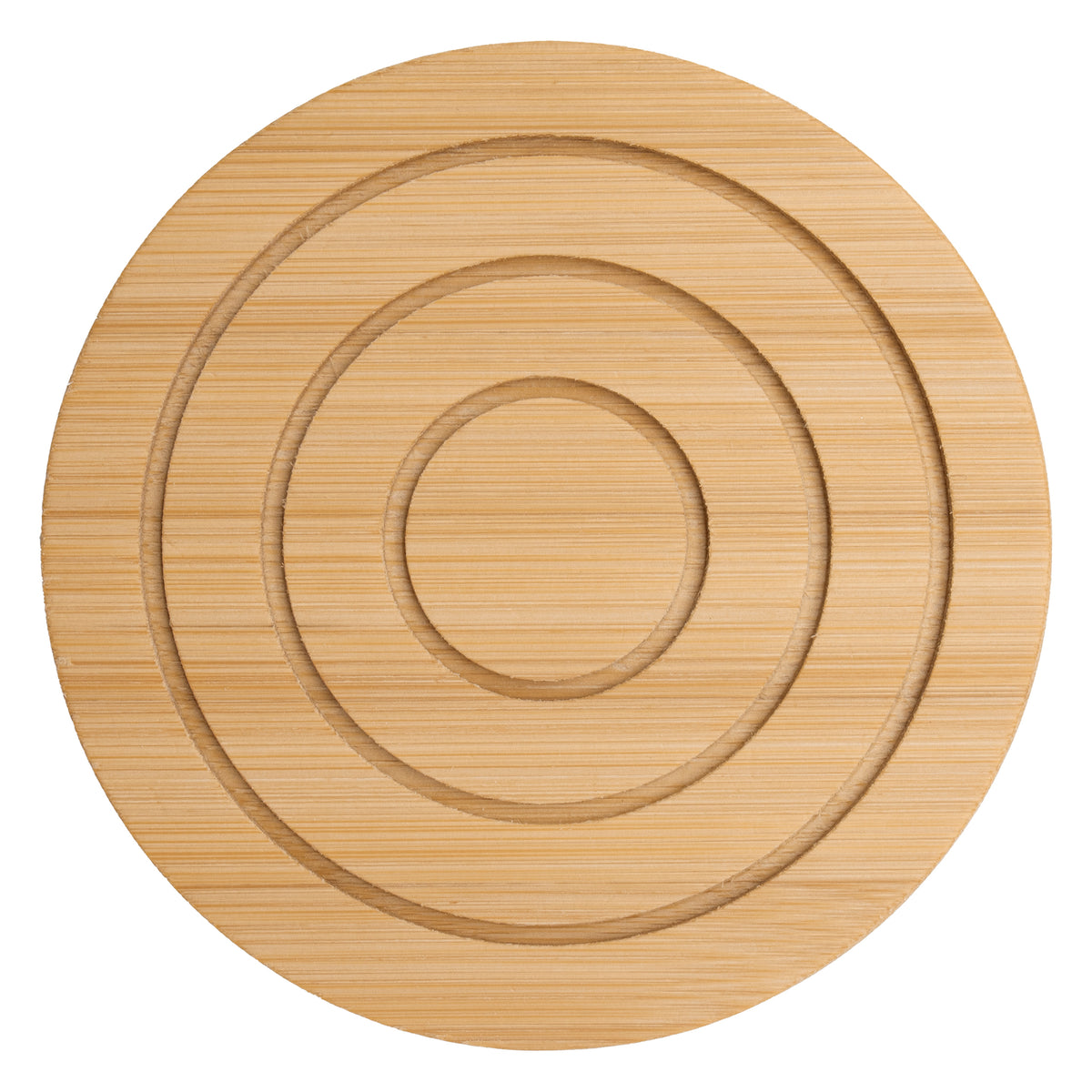REGENT BAMBOO ROUND COASTERS 100MM DIA. IN A HOLDER 7 PIECE SET