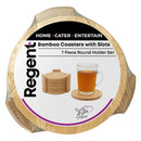 REGENT BAMBOO ROUND COASTERS IN A HOLDER 7PK SET, 100MM DIA