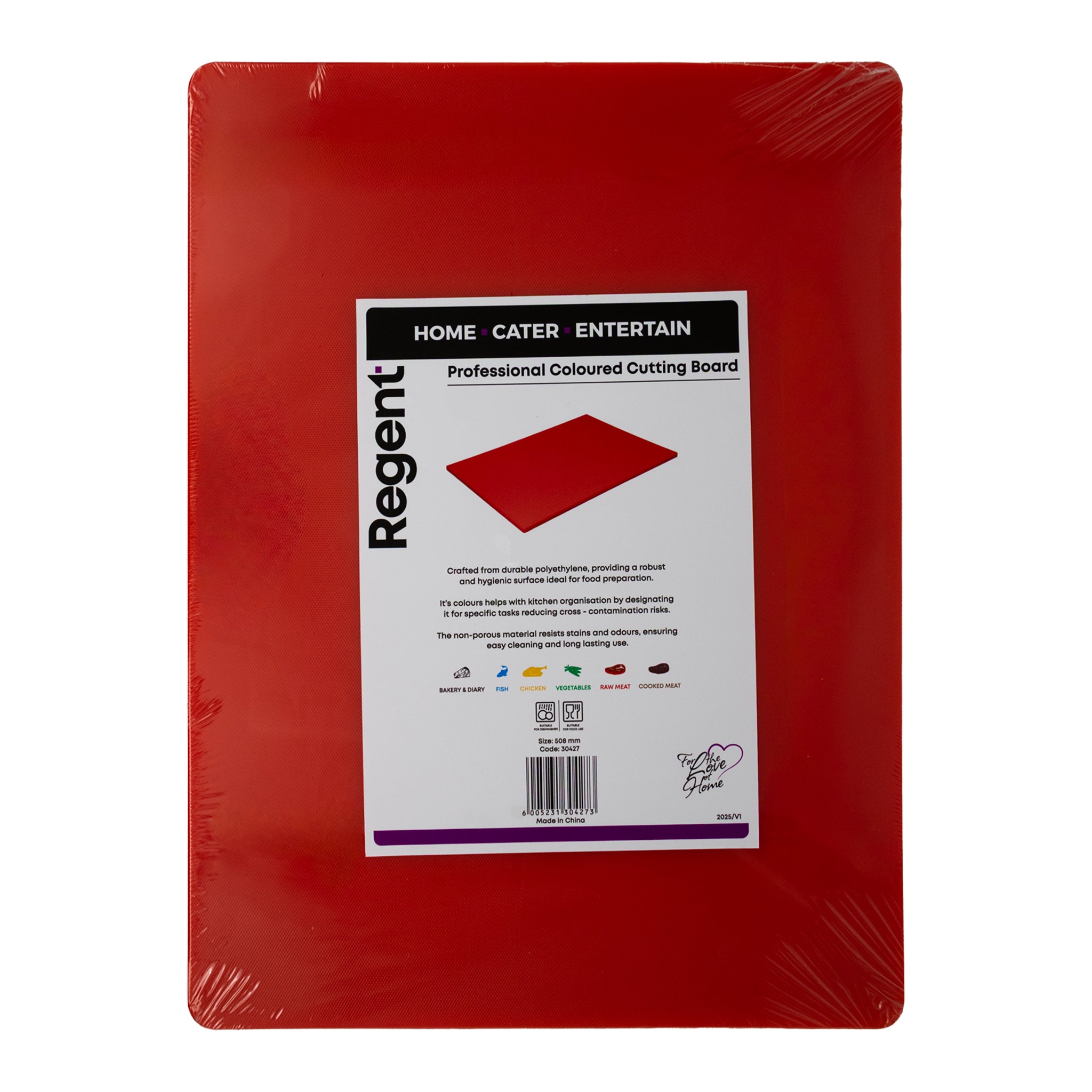 REGENT CUTTING BOARD PE RED, 508X381MM