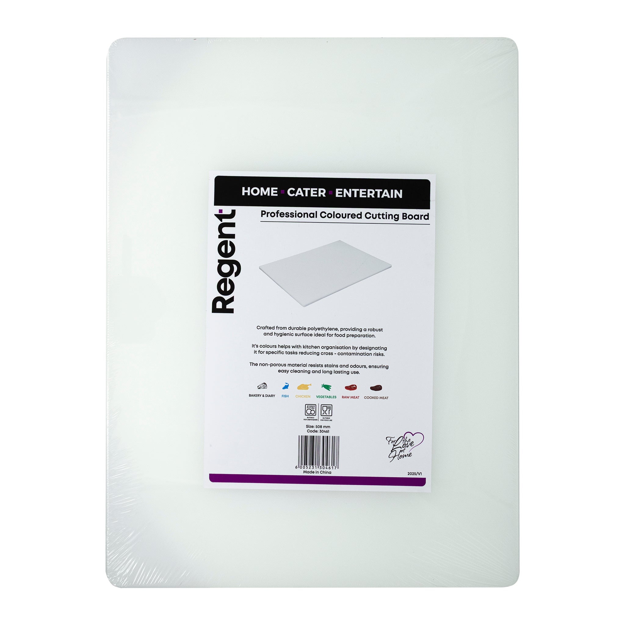 REGENT CUTTING BOARD PE WHITE, 508X381MM