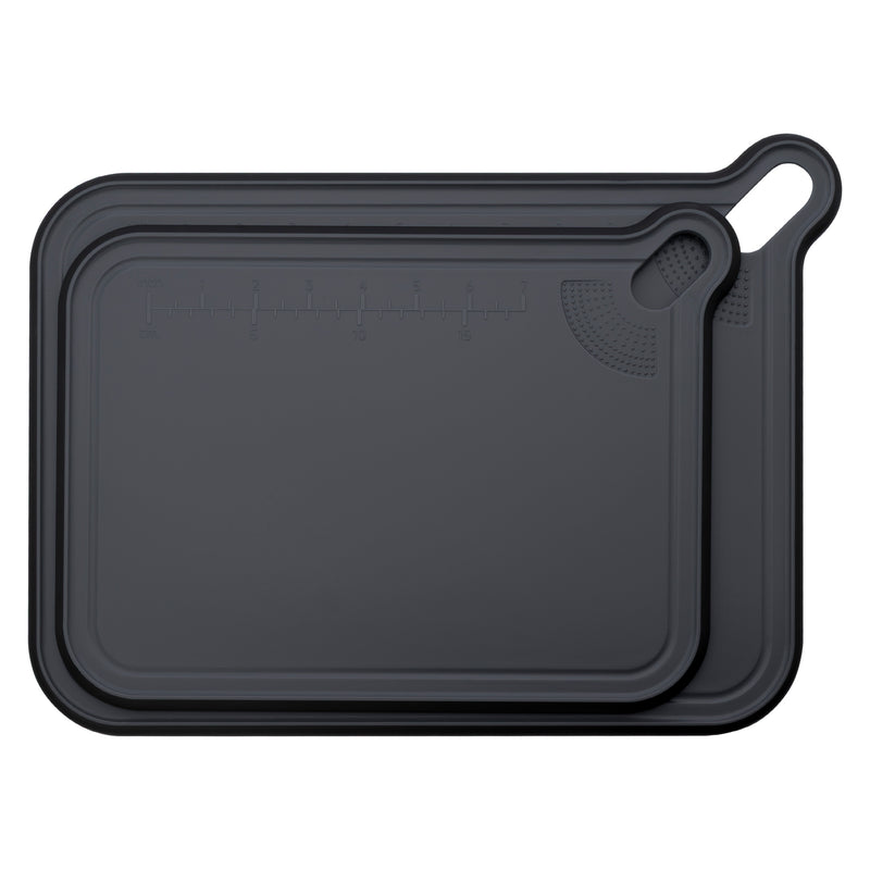 REGENT CUTTING BOARD NON-SLIP BLACK PLASTIC 2PCS SET, 393X290MM l 328X245MM