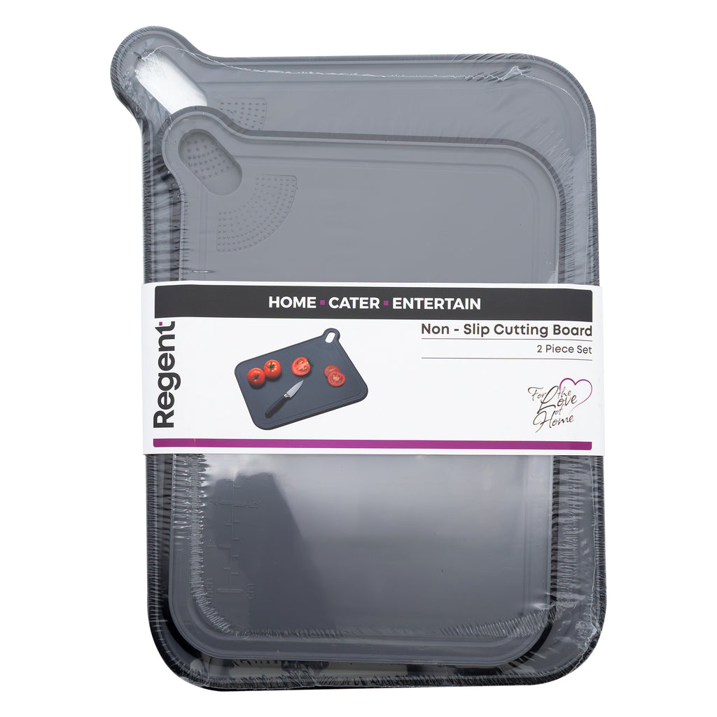 REGENT CUTTING BOARD NON-SLIP BLACK PLASTIC 2 PIECS SET, 393X290MM l 328X245MM