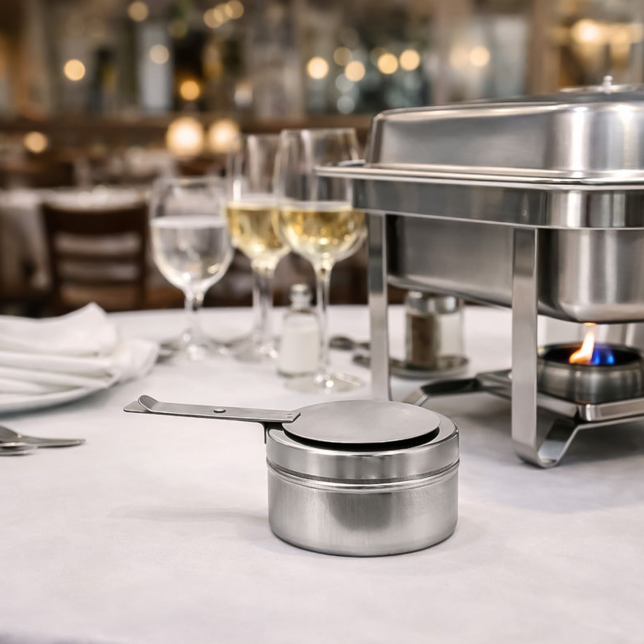 REGENT CHAFING DISH FUEL TIN HOLDER STAINLESS STEEL, 90MM DIA