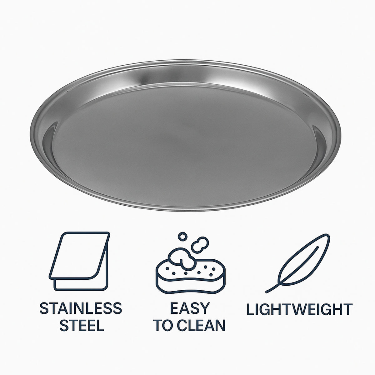 BAR BUTLER ROUND SERVING TRAY STAINLESS STEEL, 350MM DIA