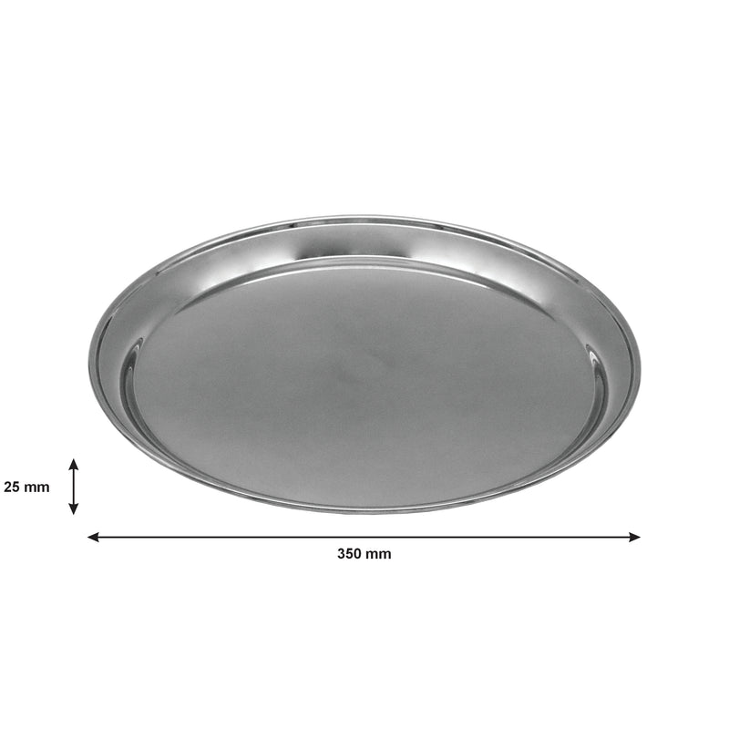 BAR BUTLER ROUND SERVING TRAY STAINLESS STEEL, (350MM DIAX25MM)