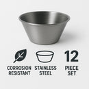 REGENT SAUCE CUP STAINLESS STEEL 1 DOZ, 45ML - 23X61MM DIA