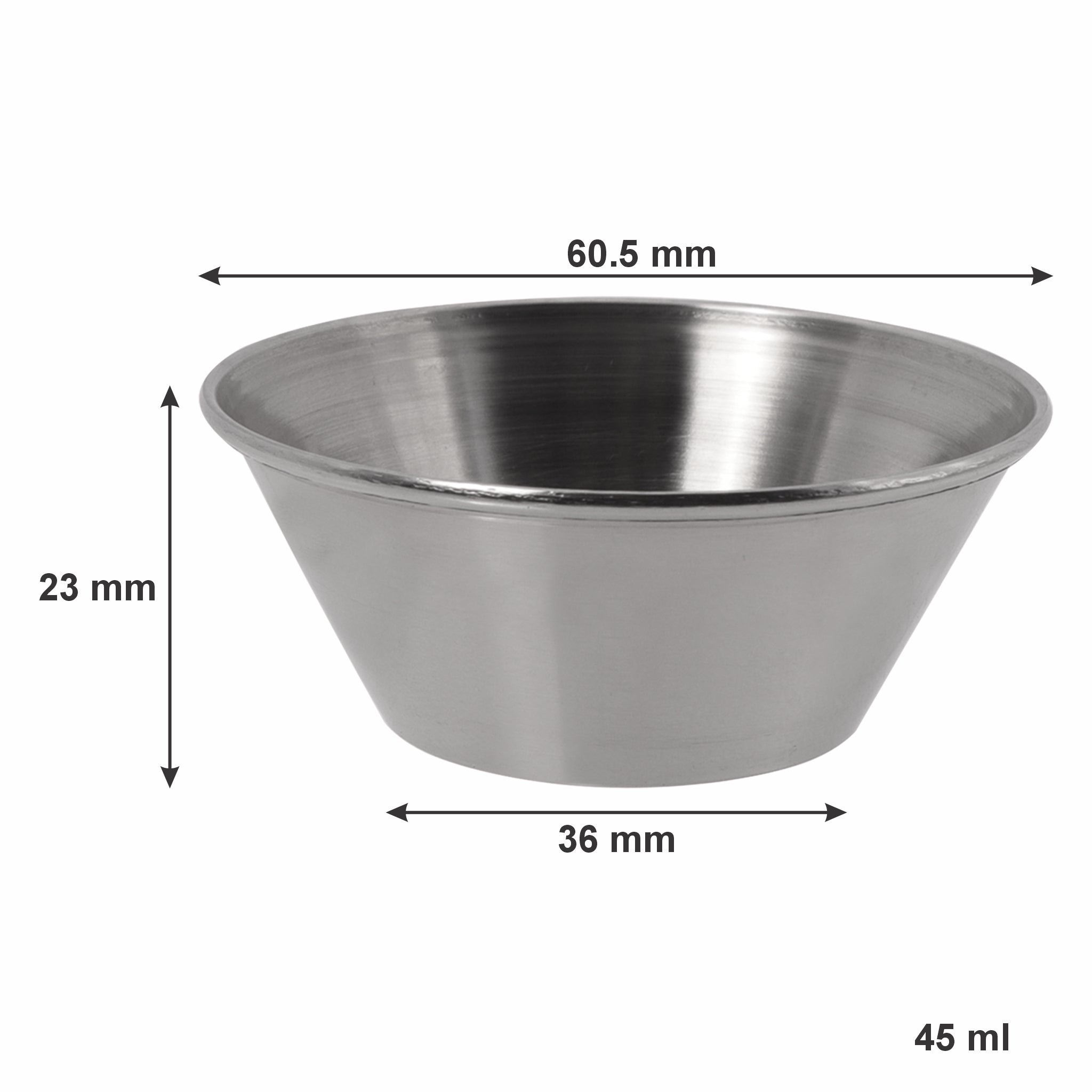 REGENT SAUCE CUP STAINLESS STEEL 45ML 12PK, 60MM DIA