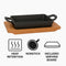 REGENT COOKWARE CAST IRON RECTANGULAR PAN WITH 2 HANDLES ON A WOODEN BOARD, (215X125X65MM)