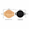 REGENT COOKWARE CAST IRON PAN WITH 2 HANDLES ON A WOODEN BOARD, 180MM DIAX245MM