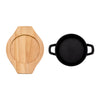 REGENT COOKWARE CAST IRON PAN WITH 2 HANDLES ON A WOODEN BOARD, 180MM DIAX245MM