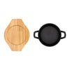 REGENT COOKWARE CAST IRON PAN WITH 2 HANDLES ON A WOODEN BOARD, 180MM DIAX245MM