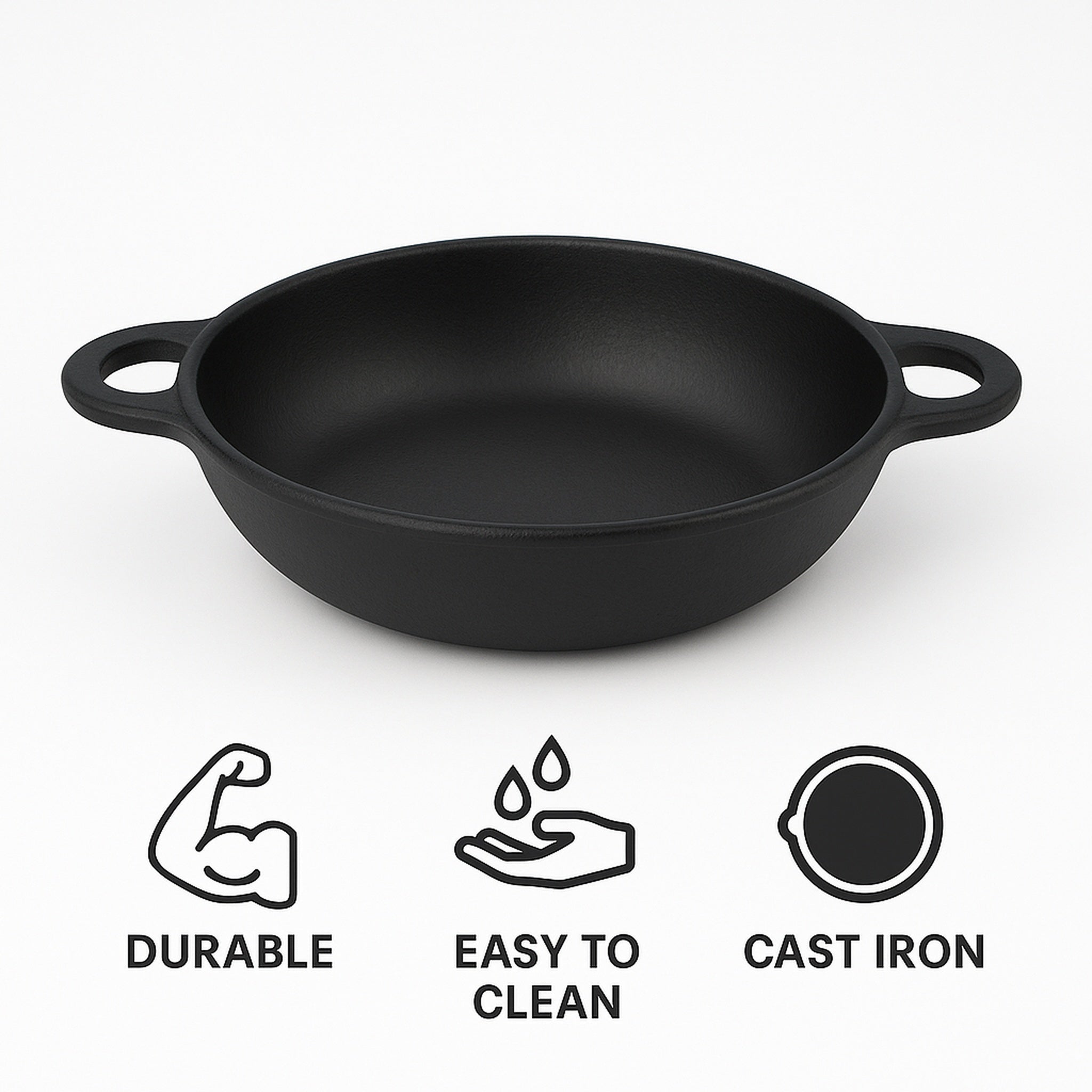 REGENT COOKWARE CAST IRON PAN WITH 2 HANDLES, 205/155MM DIAX45MM