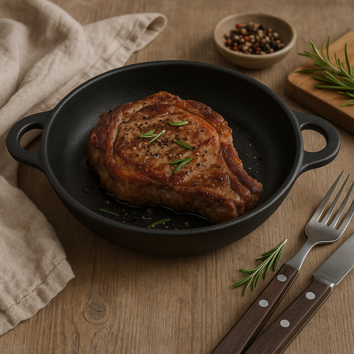 REGENT COOKWARE CAST IRON PAN WITH 2 HANDLES, 205/155MM DIAX45MM