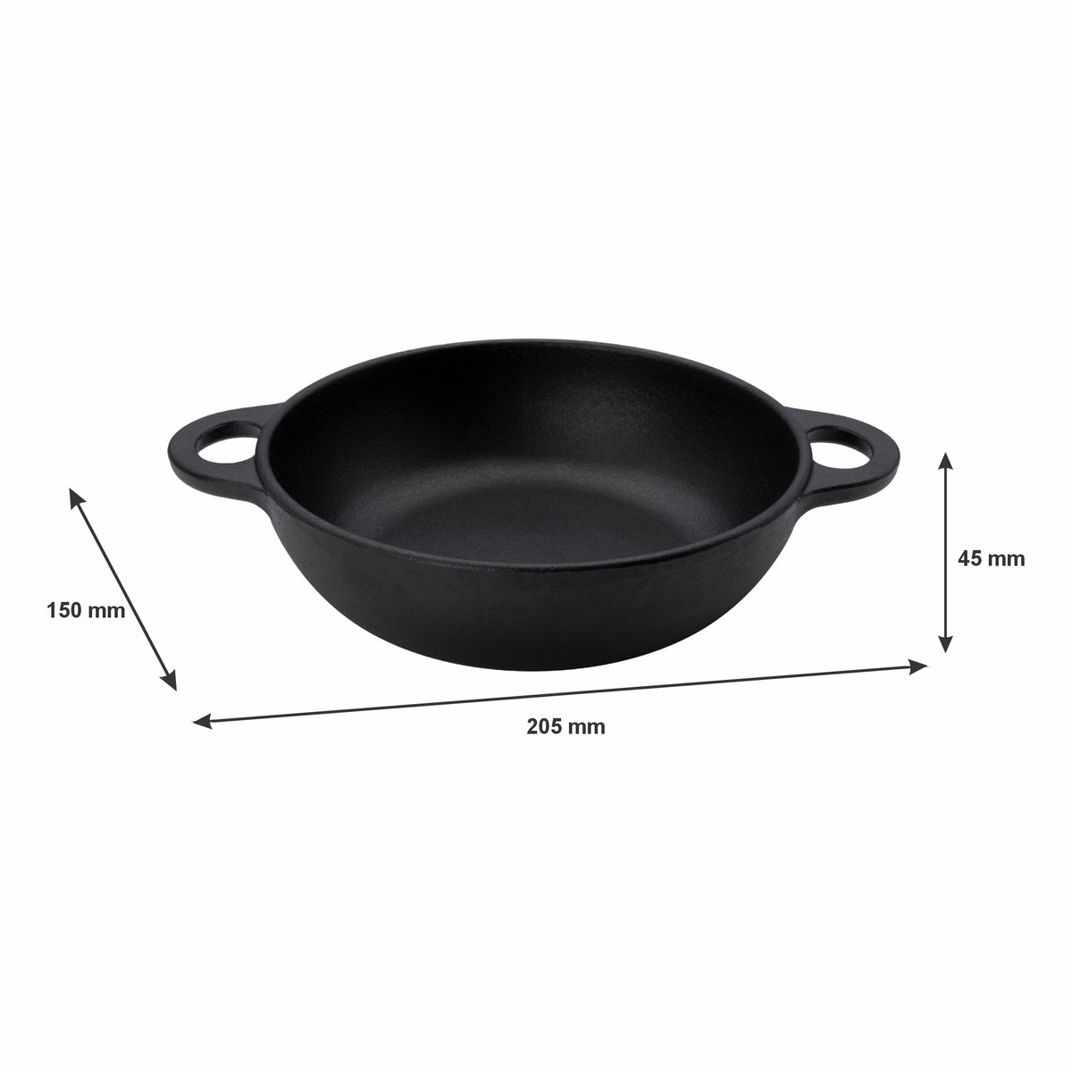 REGENT COOKWARE CAST IRON PAN WITH 2 HANDLES, 205/155MM DIAX45MM