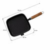 REGENT COOKWARE CAST IRON SQUARE SKILLET WITH WOODEN HANDLE, 390/220X235X30MM