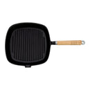 REGENT COOKWARE CAST IRON SQUARE SKILLET WITH WOODEN HANDLE, 425/245X250X20MM