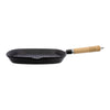 REGENT COOKWARE CAST IRON SQUARE SKILLET WITH WOODEN HANDLE, 425/245X250X20MM