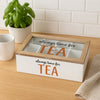 REGENT KITCHEN TEA BOX WITH 8 PARTITIONS WOOD AND GLASS, 315X190MM