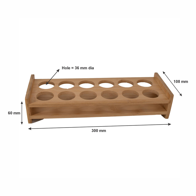 BAR BUTLER BAMBOO 12 HOLE SHOT GLASS SERVING STAND, (300X108X60MM)