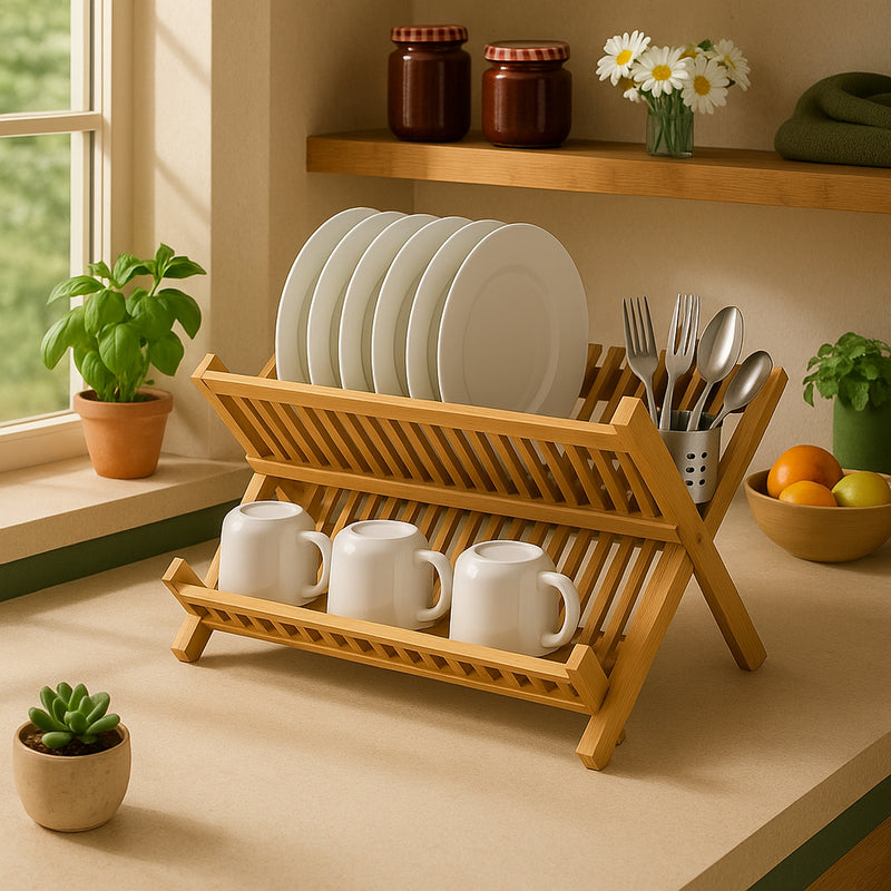 REGENT BAMBOO DISH RACK, 450X340MM