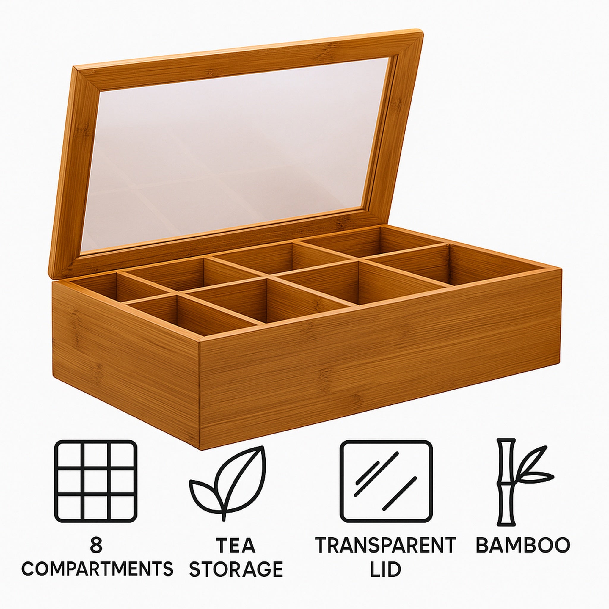REGENT BAMBOO TEA BOX 8 DIVISIONS 315X190MM