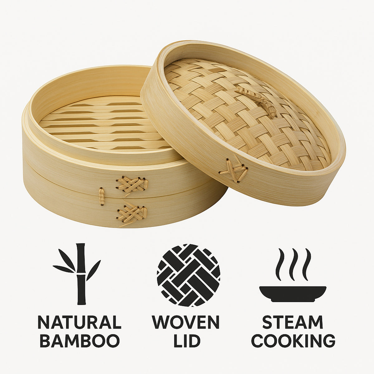 REGENT BAMBOO ORIENTAL STEAMER WITH LID, 180MM DIA