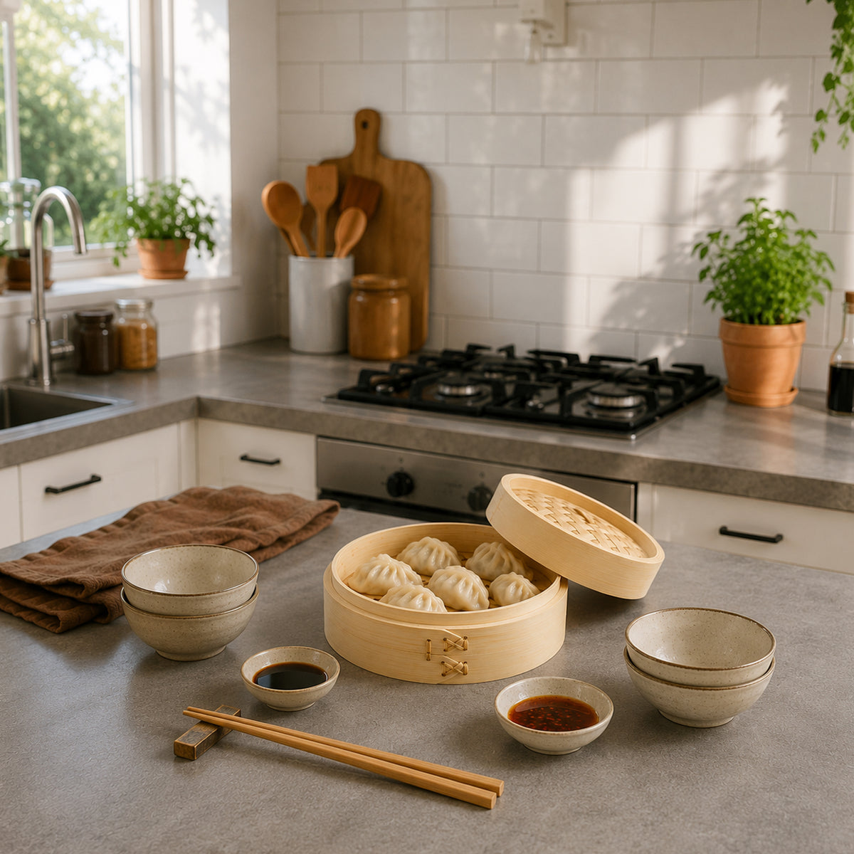 REGENT BAMBOO ORIENTAL STEAMER WITH LID, 180MM DIA