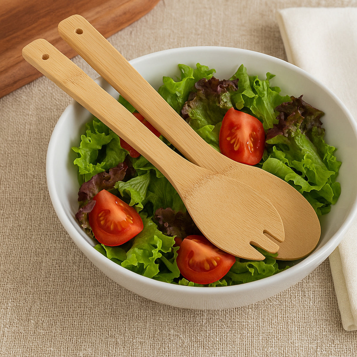 REGENT BAMBOO SALAD SPOON AND FORK 2 PIECE SET, 300MM