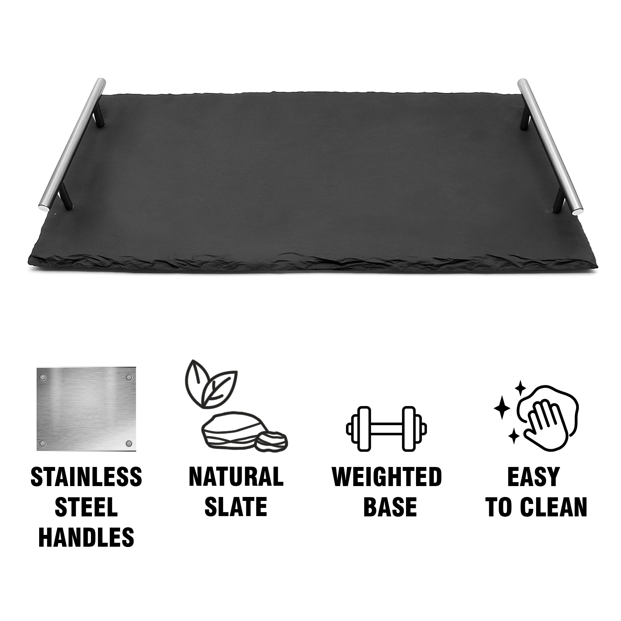 REGENT KITCHEN SLATE RECT. SERVING TRAY WITH HANDLES, 400X200MM
