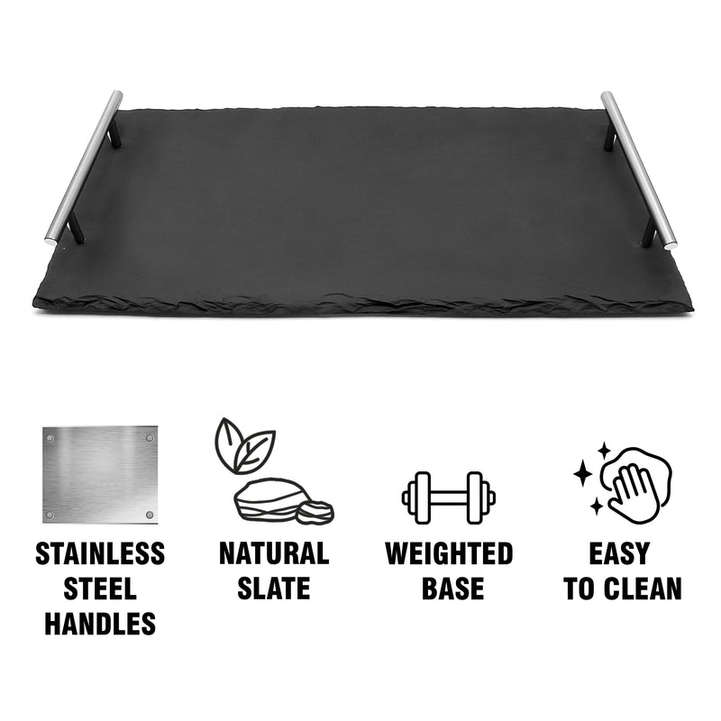 REGENT KITCHEN SLATE RECT. SERVING TRAY WITH HANDLES, 400X200MM