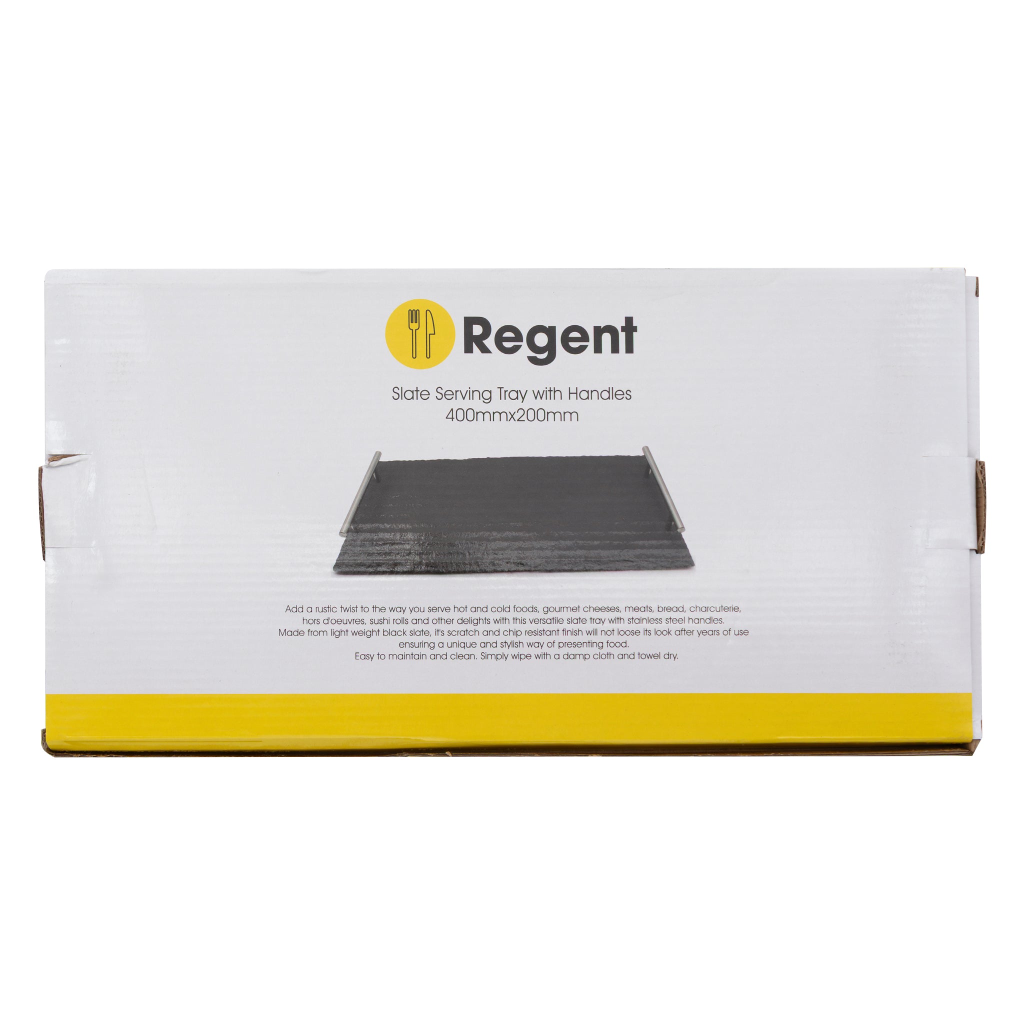 REGENT KITCHEN SLATE RECT. SERVING TRAY WITH HANDLES, 400X200MM