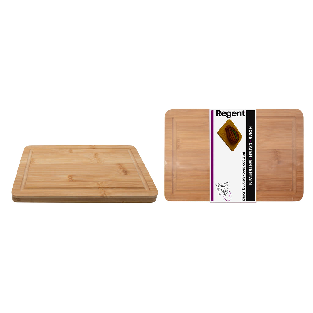 REGENT BAMBOO STEAK SERVING BOARD WITH GROOVE, 300X200MM