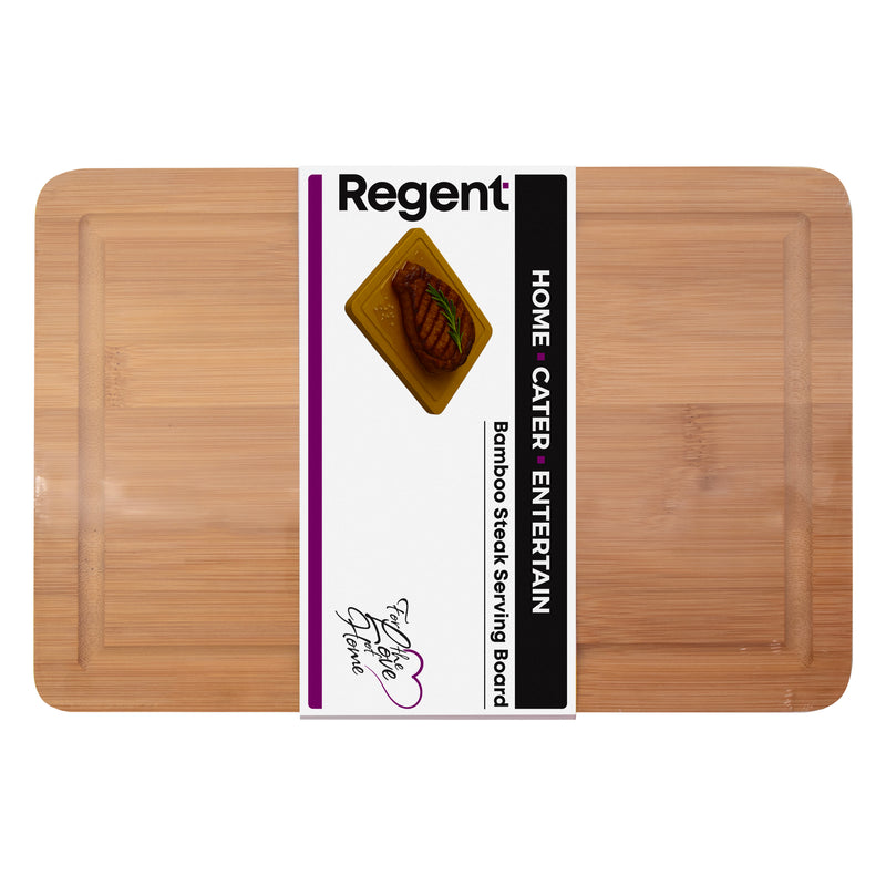 REGENT BAMBOO STEAK SERVING BOARD WITH GROOVE, 300X200MM