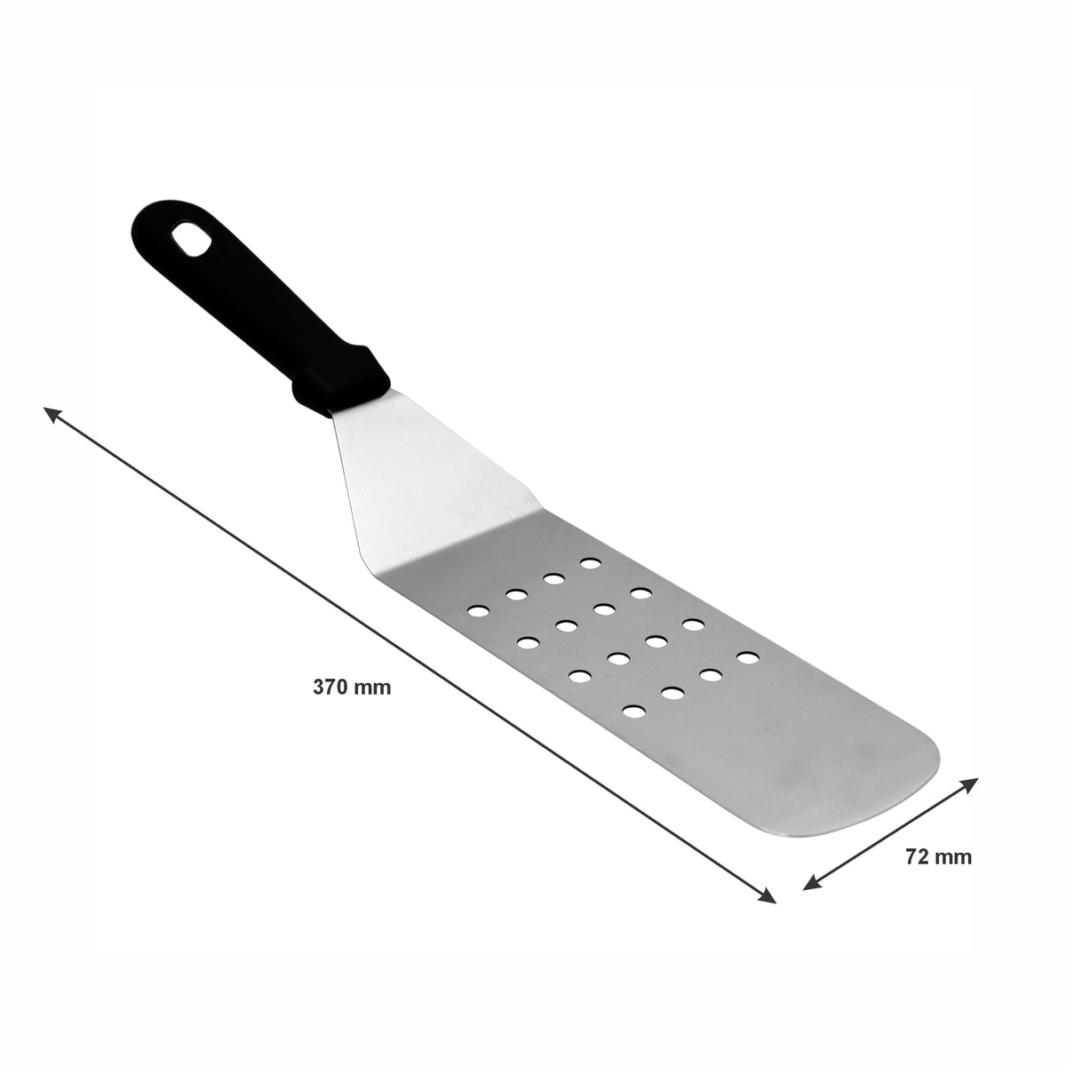 REGENT LONG TURNER PERFORATED ST STEEL WITH BLACK PP HANDLE, 370MM