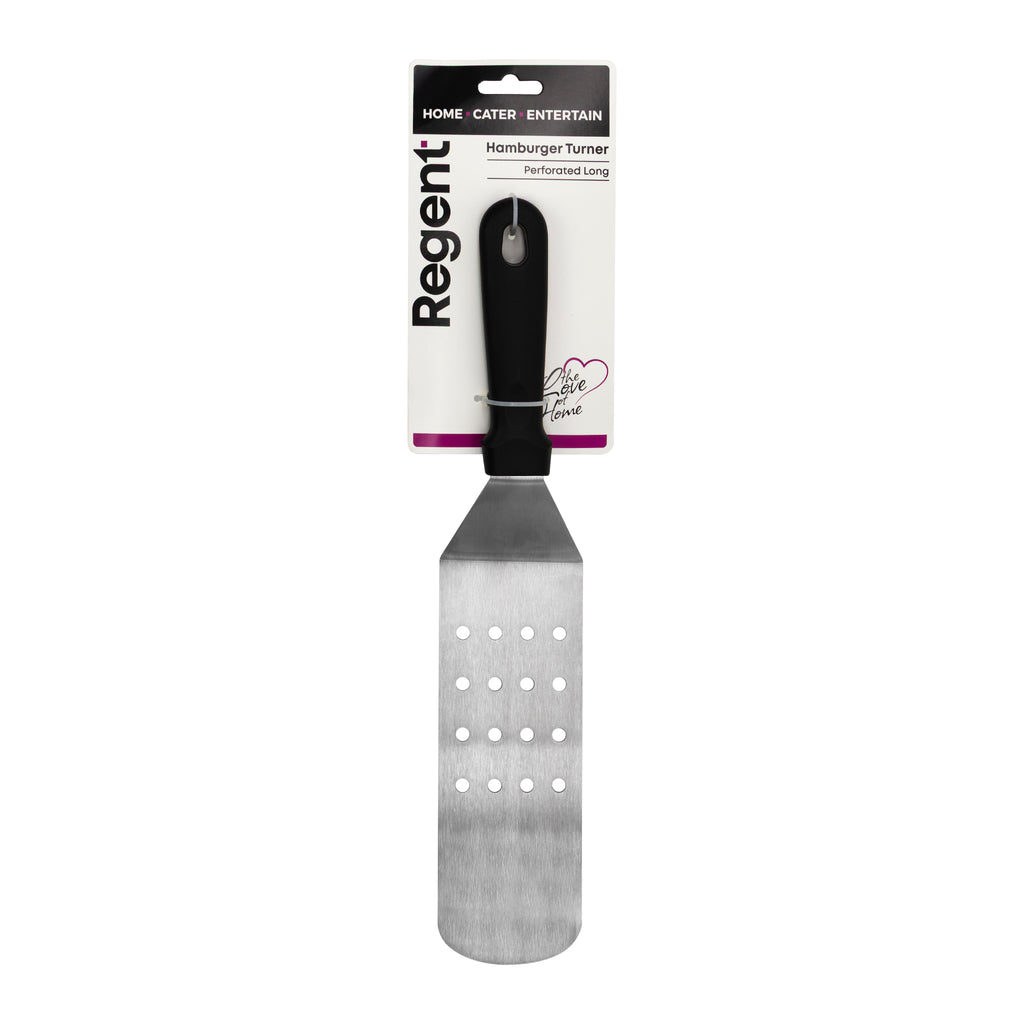 REGENT LONG TURNER PERFORATED ST STEEL WITH BLACK PP HANDLE, 370MM