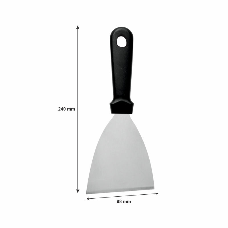 REGENT ANGLED GRIDDLE SCRAPER ST STEEL WITH BLACK PP HANDLE, 240MM