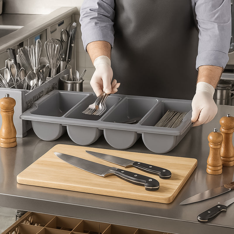 REGENT CUTLERY TRAY 4 DIV. GREY, 540X300MM