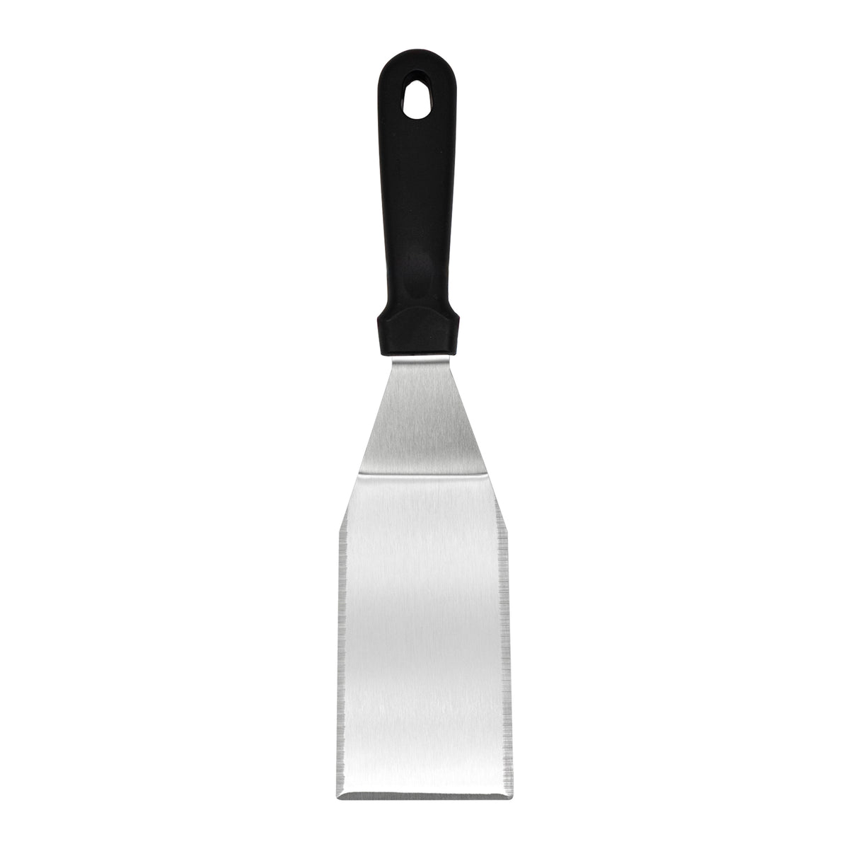 REGENT HAMBURGER SOLID BEVELLED TURNER ST STEEL WITH BLACK PP HANDLE, 300MM