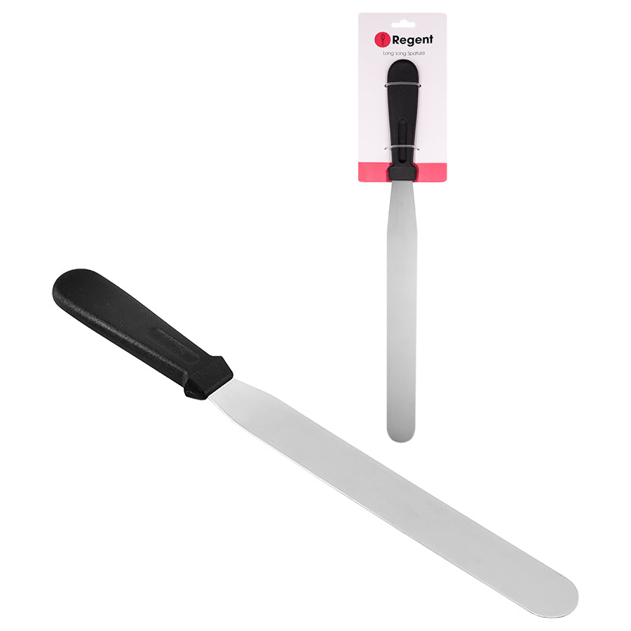 REGENT BAKING ICING SPATULA LONG WITH BLACK PP HANDLE, 370MM